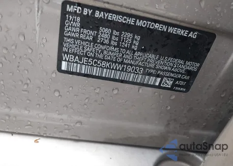 2019 BMW 540I from USA, damaged, VIN WBAJE5C58KWW19033